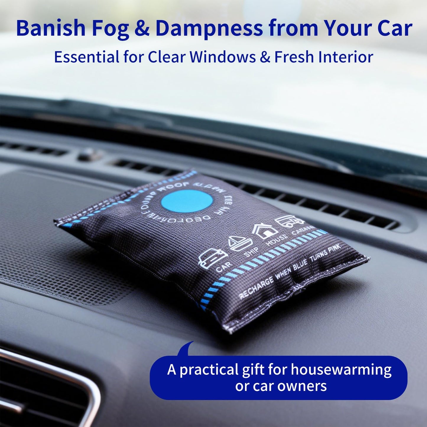 4Pcs Dehumidifier Bags for Car, 2026 New Reusable Moisture Absorber Pack, Car Dehumidification Silicone for Home, Car, Basement, RV, Boats, Closet Vehicles to Prevent Damp
