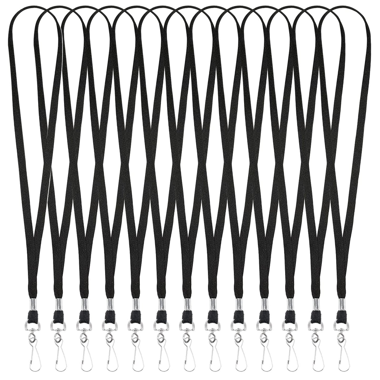 100 Pieces Black Lanyards Bulk, Premium Neck Lanyards with Swivel Hook Clips, Flat Neck Straps for ID Name Badge Holder Office School(Black)