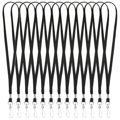 100 Pieces Black Lanyards Bulk, Premium Neck Lanyards with Swivel Hook Clips, Flat Neck Straps for ID Name Badge Holder Office School(Black)