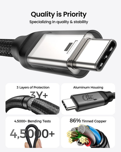 Silkland USB C Monitor Display Cable [4K@144Hz/60Hz 8K@30Hz], USB C 3.2 Gen 2x2 Video Cable, 20Gbps Data Transfer, 240W PD Fast Charge, Type C Cable Compatible with MacBook Pro, iPad, Mac Studio 10FT