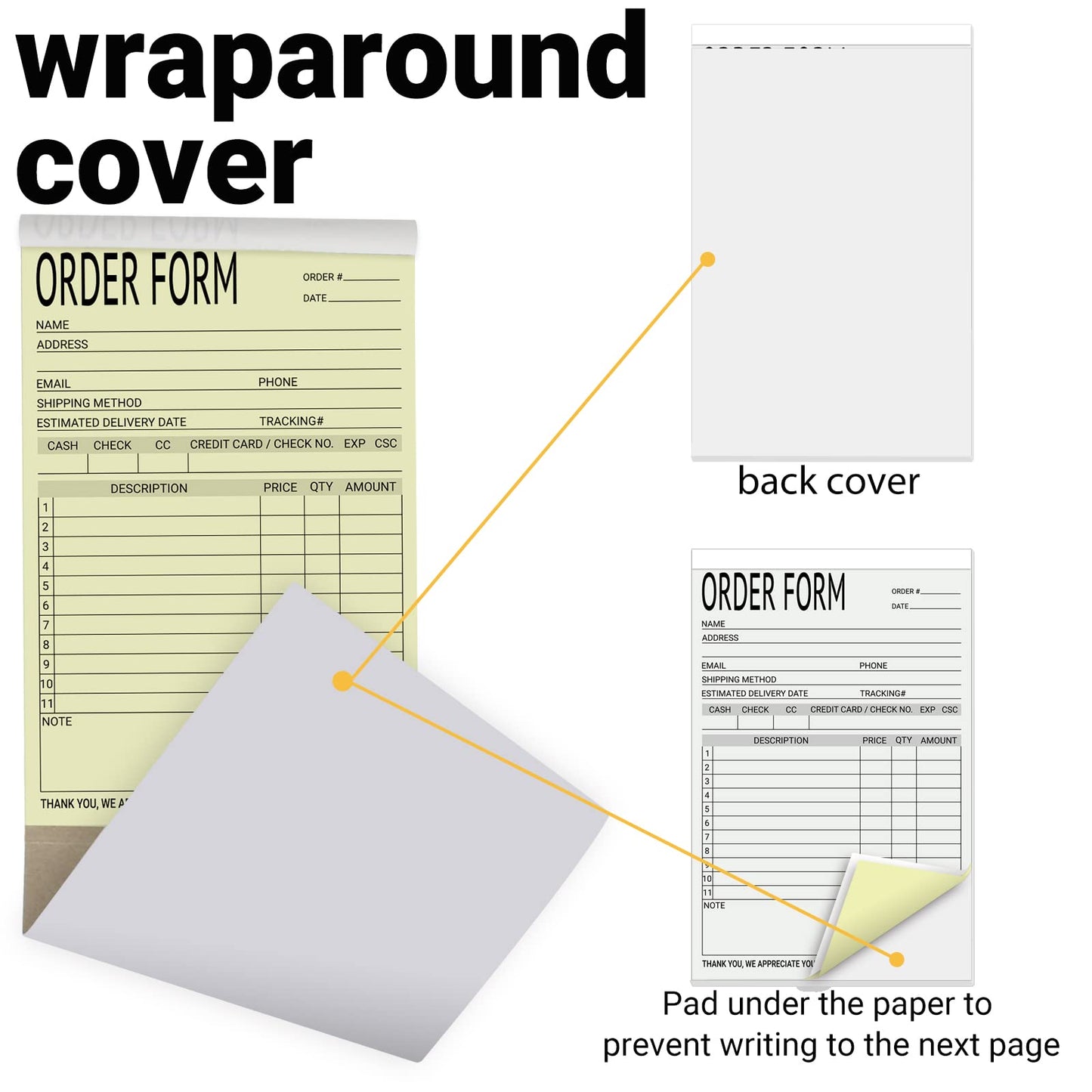 suituts 6 Pack Sales Order Books Work Order Form Pads, 2 Part Carbonless, 5.5 x 8.5 Inch Invoice Receipt Book for Business(50 Sets Per Book)