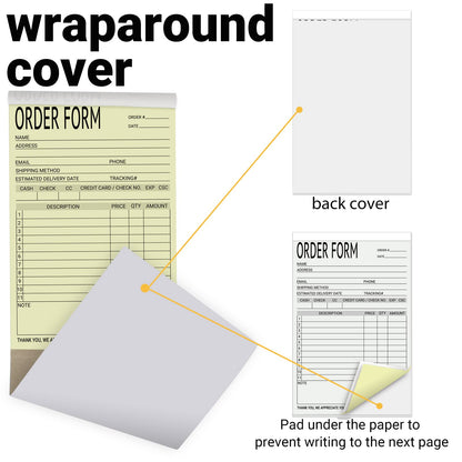 suituts 6 Pack Sales Order Books Work Order Form Pads, 2 Part Carbonless, 5.5 x 8.5 Inch Invoice Receipt Book for Business(50 Sets Per Book)