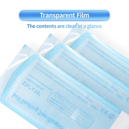 Annhua 5.3 x 11" Self-Sterilization Pouches 100 PCS Self Seal Sterilizer Bags, Used for Dentist Tools, Beauty Toolkits and Nail Tools