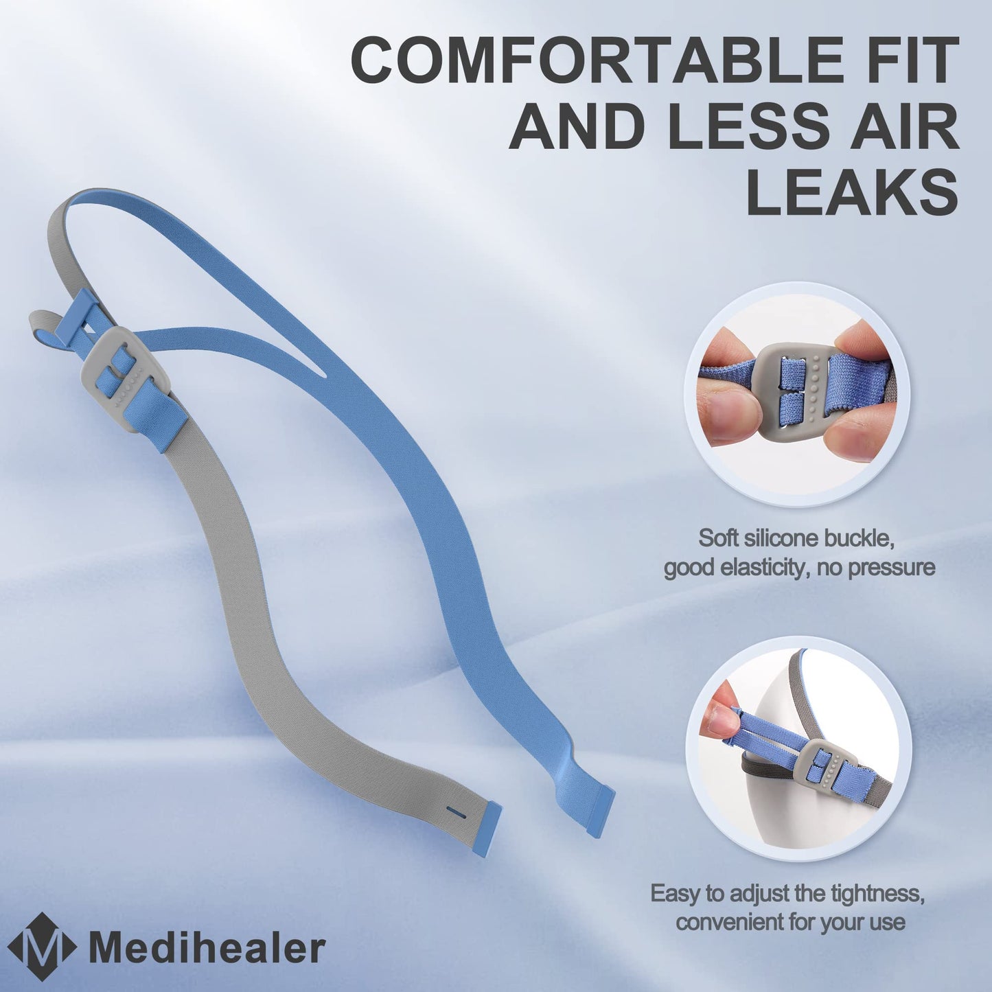2PCS Replacement Headgears Compatible with Resmed Airfit P10 and Airfit N30- Advanced & Upgraded P10 N30 Headgear, Elastic & Adjustable Straps Great-Value Supplies by Medihealer