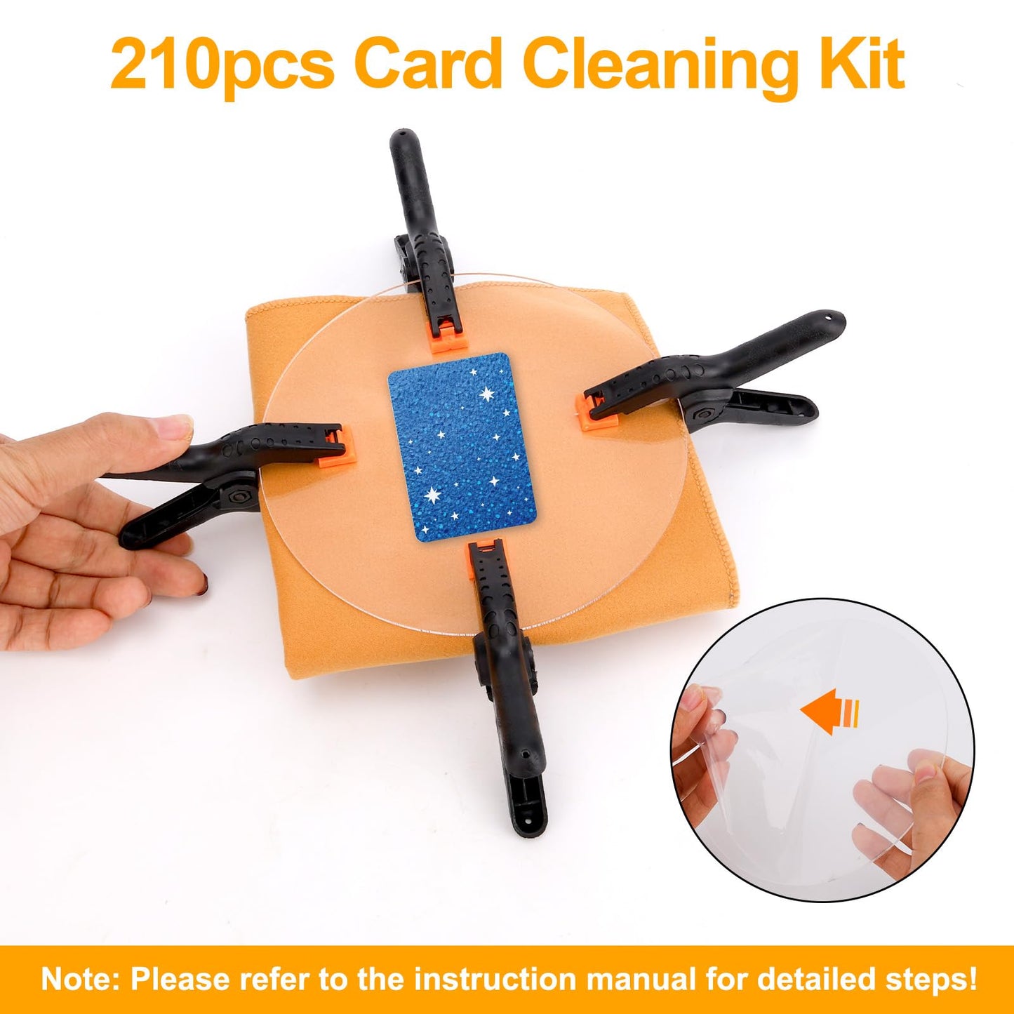 210pcs Card Cleaning Kit, TCG Card Grading Care Flattening Centering Repairing Tool Cleaner Tool Accessories for Collector Restoration Gift