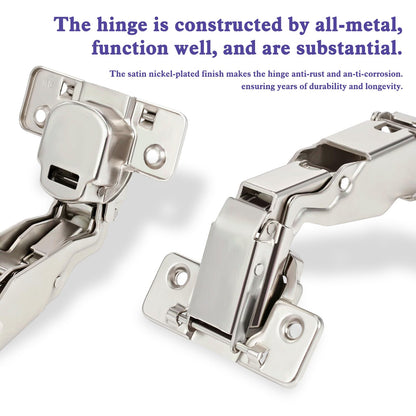 2 Pack 165 Degree Full Overlay Kitchen Cabinet Hinges,Soft Close Kitchen Cabinet Door Hinges for Lazy Susan Corner Kitchen Cabinets Cabinet Folden Door, Clip-on Concealed Cabinet Hardware