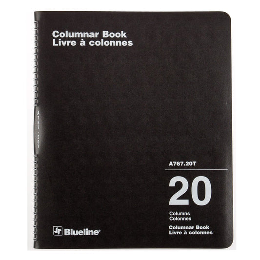 Blueline Columnar Book, Twin-Wire Binding, 20 Columns with Description, 80 Pages, 12-Inch x 10-Inch, Black (A767.20T)
