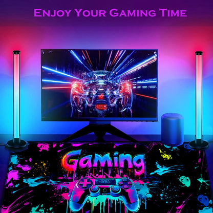 SparkLia Gaming Mouse Pad, UV Reactive X-Large Waterproof Blacklight Colorful Splatter Art Game Controller Non-Slip Rubber Base Mousemat, Glow in the Dark Desk Mat for Office Home - 31.5 x 11.8 inches