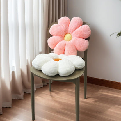 2pcs Flower Pillow - Pink White Aesthetic Preppy Bedroom Living Room Home Decor, Cute Daisy Flower Decorative Throw Pillows Floor Cushions for Girls Bedroom Bed Sofa Chair (Pink & White)