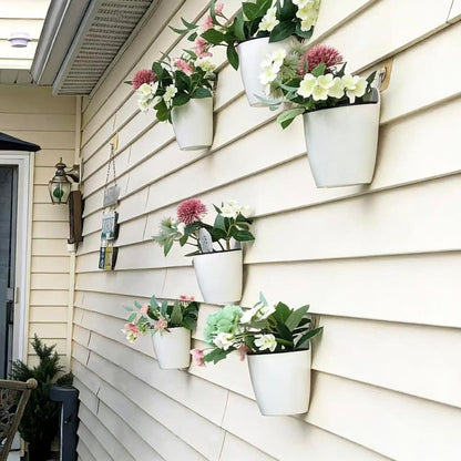 3 Pack Hanging Planter Pots Self Watering Vertical Garden Wall Mount Window Hang Round Plastic Container Indoor Outdoor for Plants Flowers Succulent Kitchen Living Herbs Holder Decor Decoration White