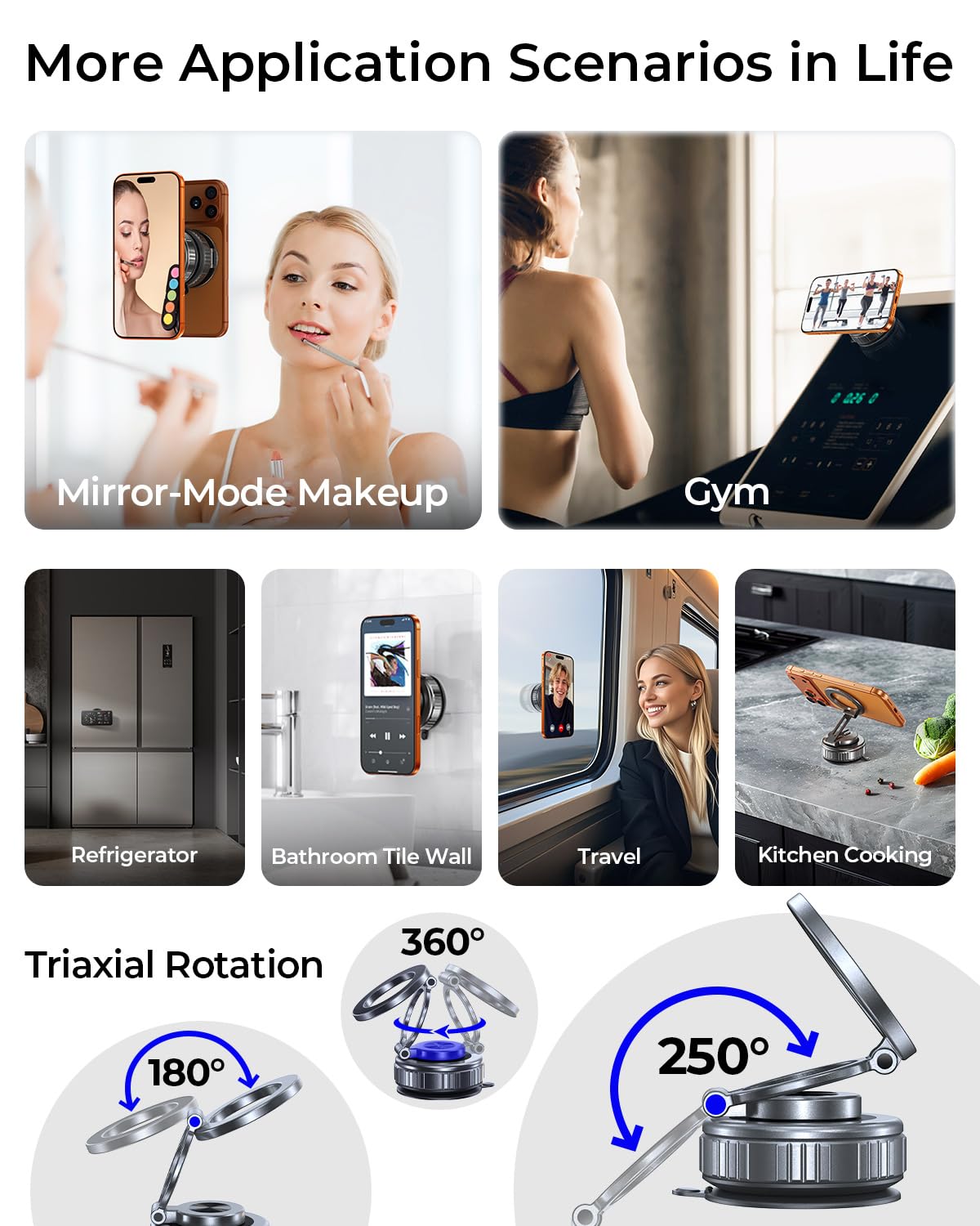 DIMONCOAT 2026 Upgraded for Car Mount Vacuum Magnetic Phone Holder Car, 360° Adjustable Suction Cup Phone Stand [109+LBS Suction & 2800gf Magnetic] for Car Accessories 17 Pro Max