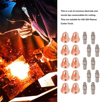 Plasma Torch Accessories Cutting Nozzle Tool 10Pcs PR0110 Electrode and 10Pcs PD0116-08 Nozzles, Welding Machine Electrode Consumables