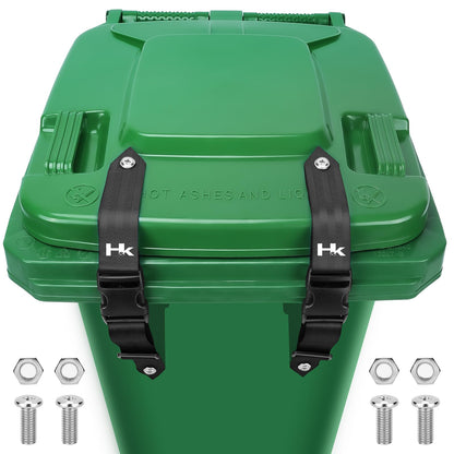 2 Pcs Trash Can Locks for Anti Animals, Universal Garbage Can Lock, Nylon Bear Proof Trash Bin Lid Lock, Adjustable and Easy to Install, Heavy-Duty Garbage Can Strap for Outdoor Trash Can, Black