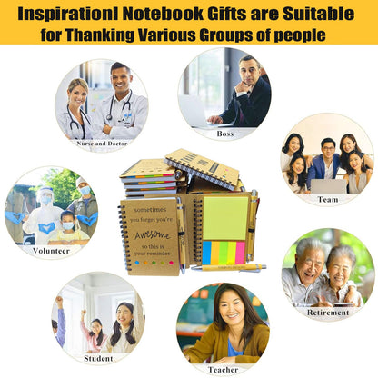 8 Set Inspirational Spiral Notebook Employee Appreciation Gifts Bulk Team Office/Students Thank You Gifts Journal Lined Pocket Notepad,Note Pads for Nurse Teacher Employees Coworker Volunteer