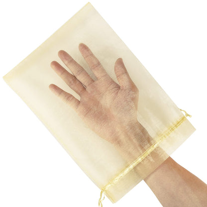 YQL Organza Bags 8x12 Inch,100PCS Gold Mesh Bags Gift Favor Bags Large Organza Drawstring Bags Jewelry Pouches Wedding Party Christmas Valentine
