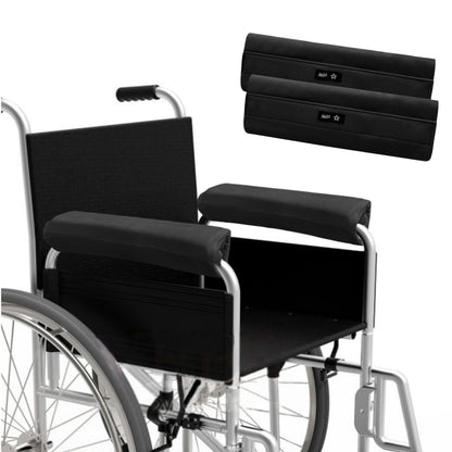 Spring Season Wheelchair Armrest Covers (Pair) - Suede Velvet Memory Foam Pads, Soft Support Cushion for Wheelchairs, Office & Transport Chairs (Black)
