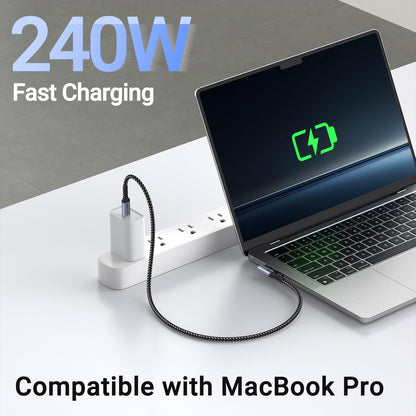 SUMPK Short USB 4 Cable Right Angle [1.5FT 2 Packs], 240W Fast Charging with High Speed 40Gbps Data Transfer and 8K Video Display