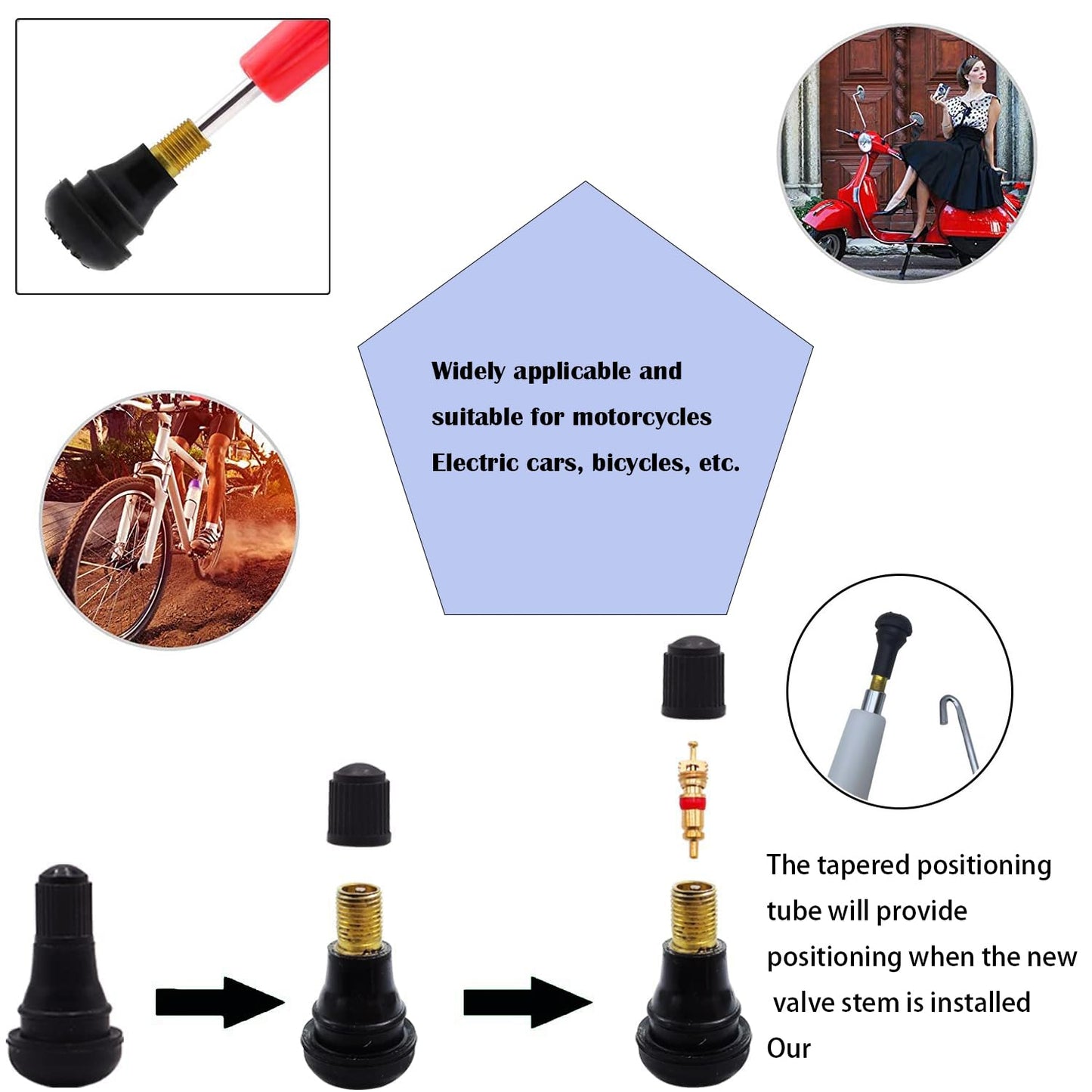 Quick Change Tire Valve Core Tool Kit - for Car, Truck, SUV, ATV, Motorcycle - Fits 11.3mm Rim Holes - Replace Valve Stems (TR413)