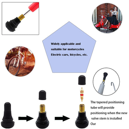 Quick Change Tire Valve Core Tool Kit - for Car, Truck, SUV, ATV, Motorcycle - Fits 11.3mm Rim Holes - Replace Valve Stems (TR413)