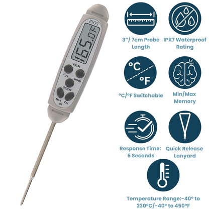 Bios Professional - Waterproof Pocket Thermometer (DT131) Grey