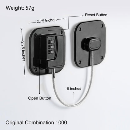 Refrigerator Lock, Heavy Duty Fridge Lock, Combination Lock for Refrigerator Cabinets, Drawers, Safety Lock, Easy Install No Keys Needed (Black-2Pack)