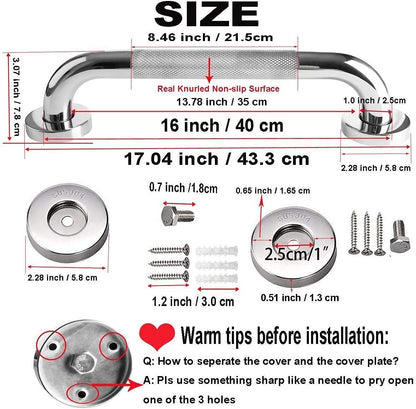 2 Pack Shower Grab Bar,Anti Slip Bathroom Grab Bars,Stainless Steel Bath Grab Bar Handle Shower Safety Hand Rail Support Assist Bath Handle,Bathroom Balance Bar for Elderly Injury Pregnant(16 Inch)