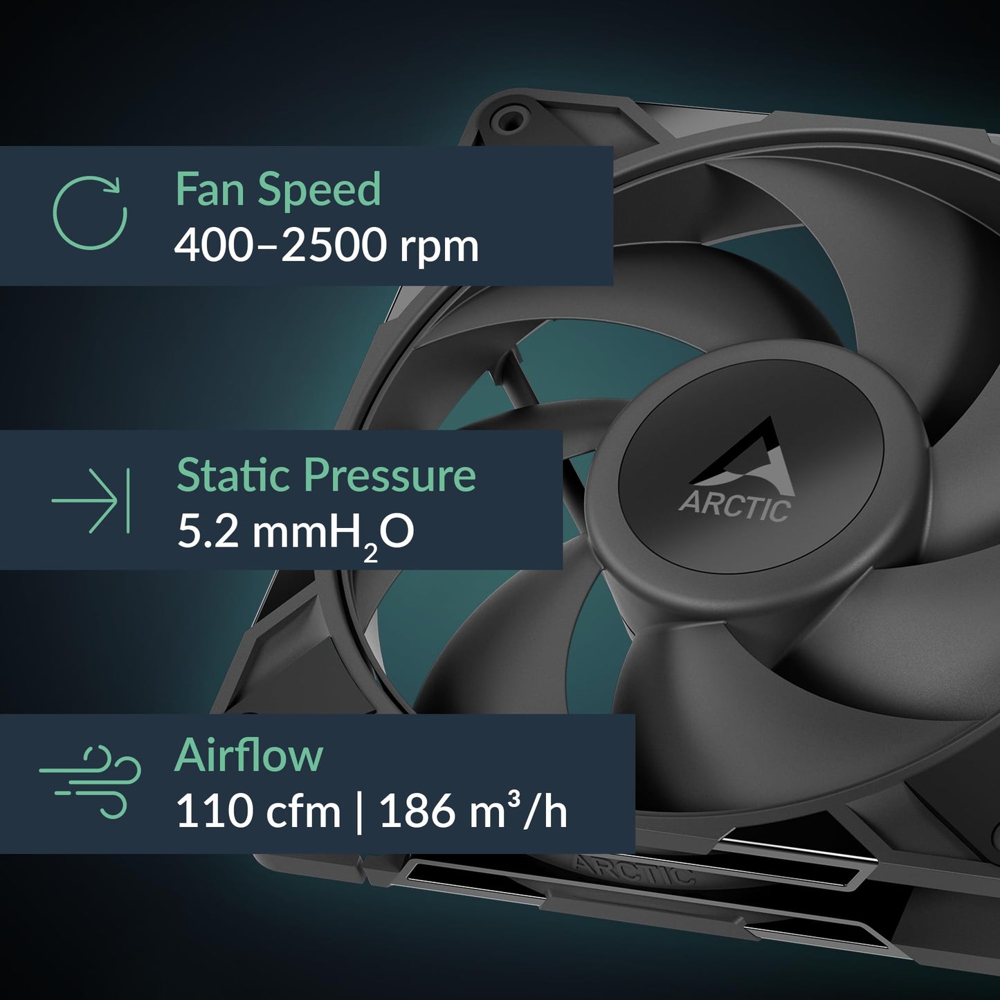 Arctic P14 Pro PST - Powerful Premium Fan, 140 mm PWM Fan with Y-Cable Splitter, 400-2500 RPM, 0 RPM <5% PWM, Fluid Dynamic Bearing, 4-Pin - Black