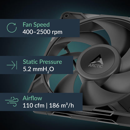 Arctic P14 Pro PST - Powerful Premium Fan, 140 mm PWM Fan with Y-Cable Splitter, 400-2500 RPM, 0 RPM <5% PWM, Fluid Dynamic Bearing, 4-Pin - Black