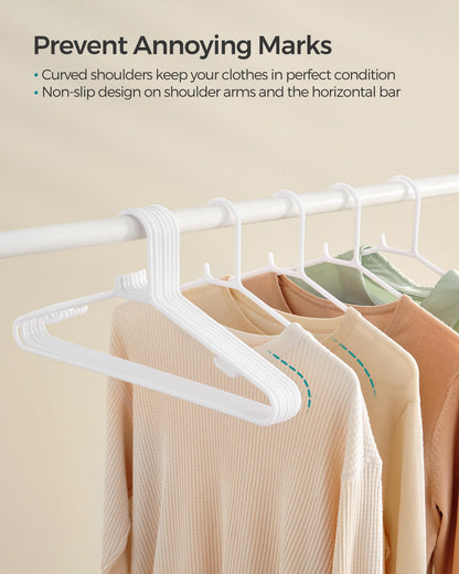 SONGMICS Plastic Hangers 30 Pack, Space-Saving Clothes Hangers, Lightweight Hangers, White UCRP009W30