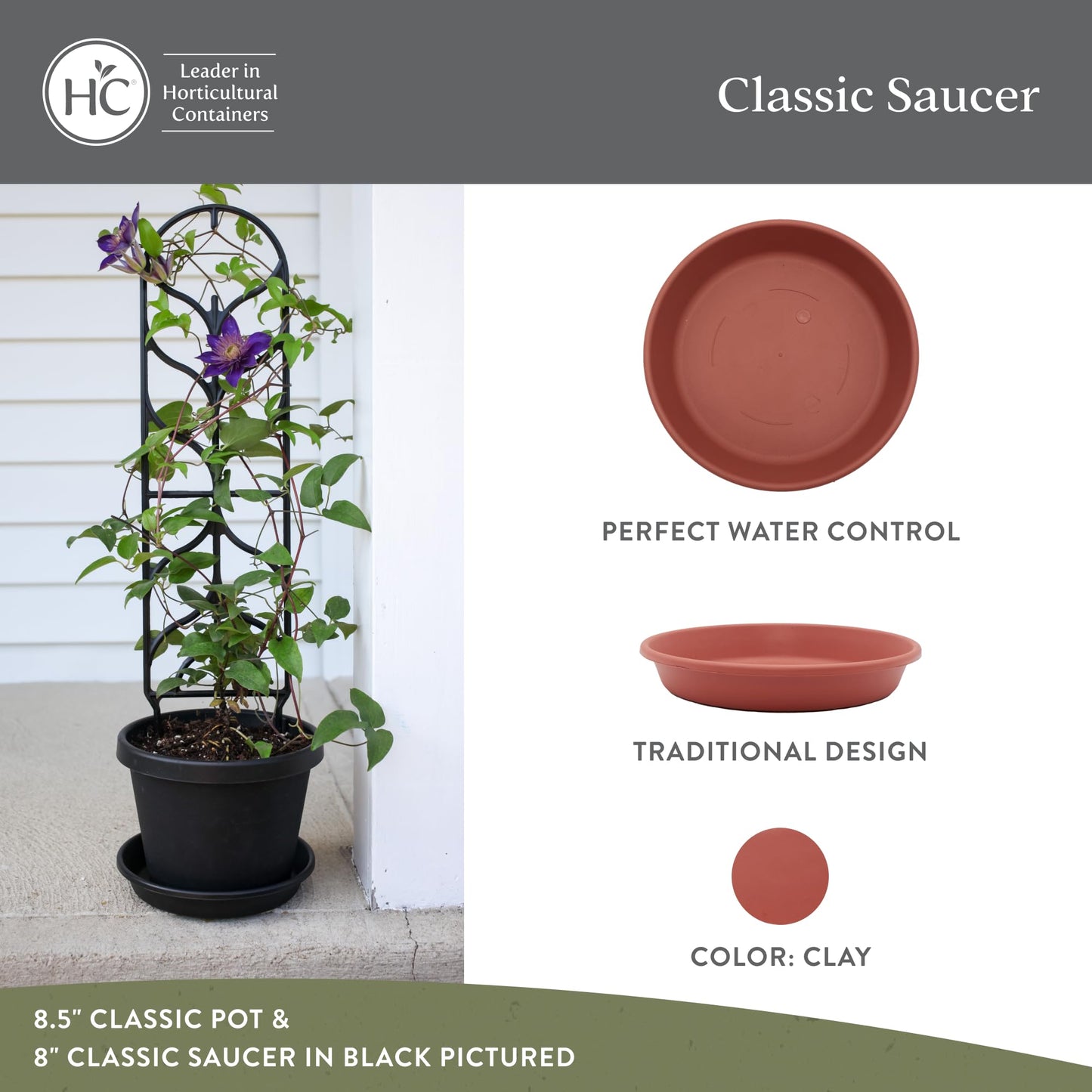 The HC Companies SLI14000E35T020LRESY Classic Round Plastic Plant Saucer, 14", Clay