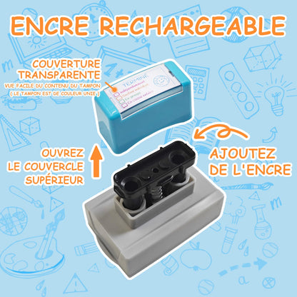 3 Etampe Enseignant en Francais Auto-Encreuses, Étampes Pré-Encrées pour l'Évaluation, Ensemble d'Étampes pour Cadeaux d'Enseignant, pour Scolaires Essentielles, Papeterie de Bureau Incontournable