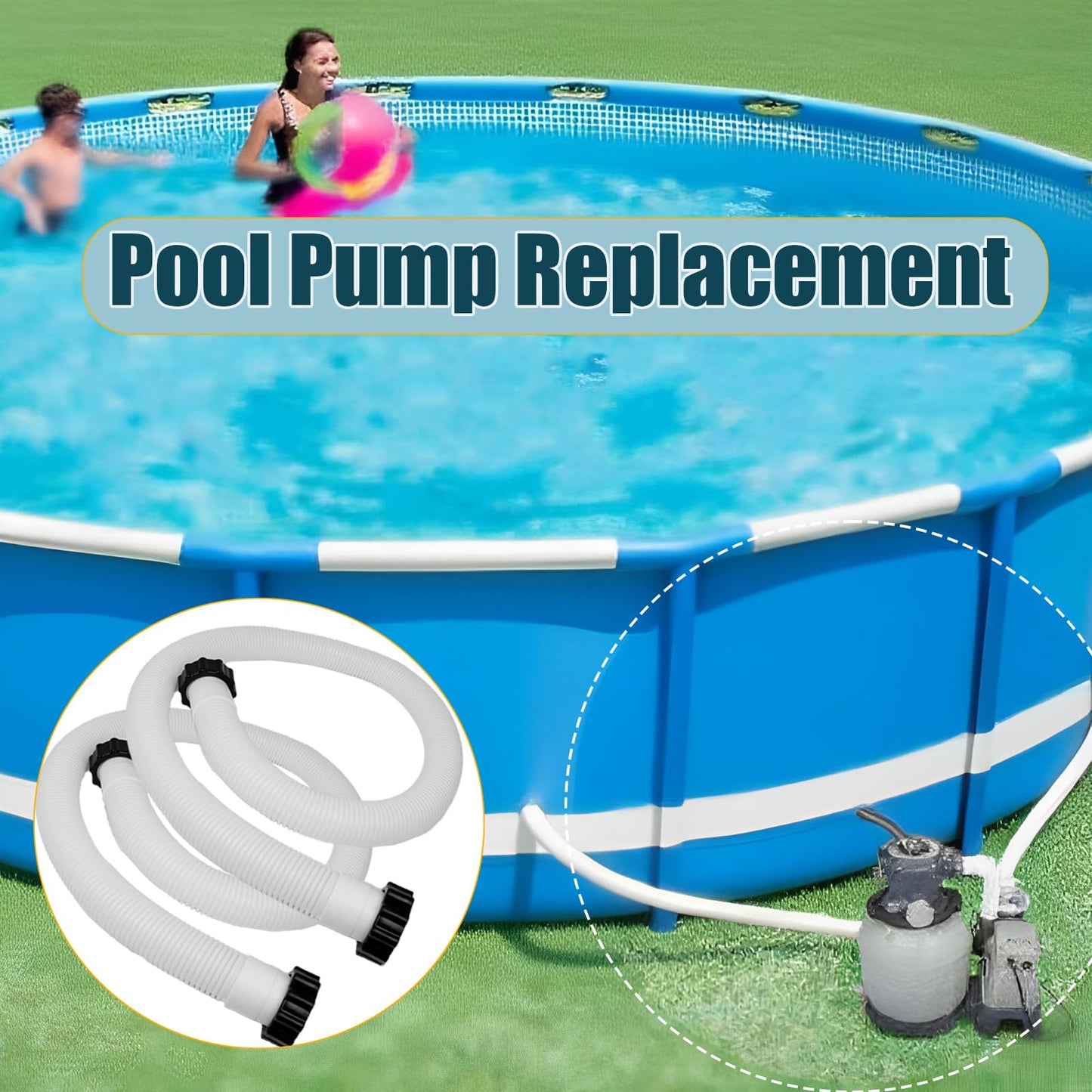2Pcs Pool Hoses for Above Ground Pools 1 1/2 Inch Diameter 59" Long Pool Pump Hose Replacement Filter Pump Hose Accessories