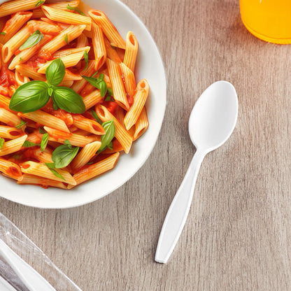 150 Pcs Heavy Duty Compostable Spoons, Eco-Friendly Disposable, BPA Free & No Plastic, Tableware for Parties, Catering, Picnics, Camping & Every Day Use (150 Spoons)
