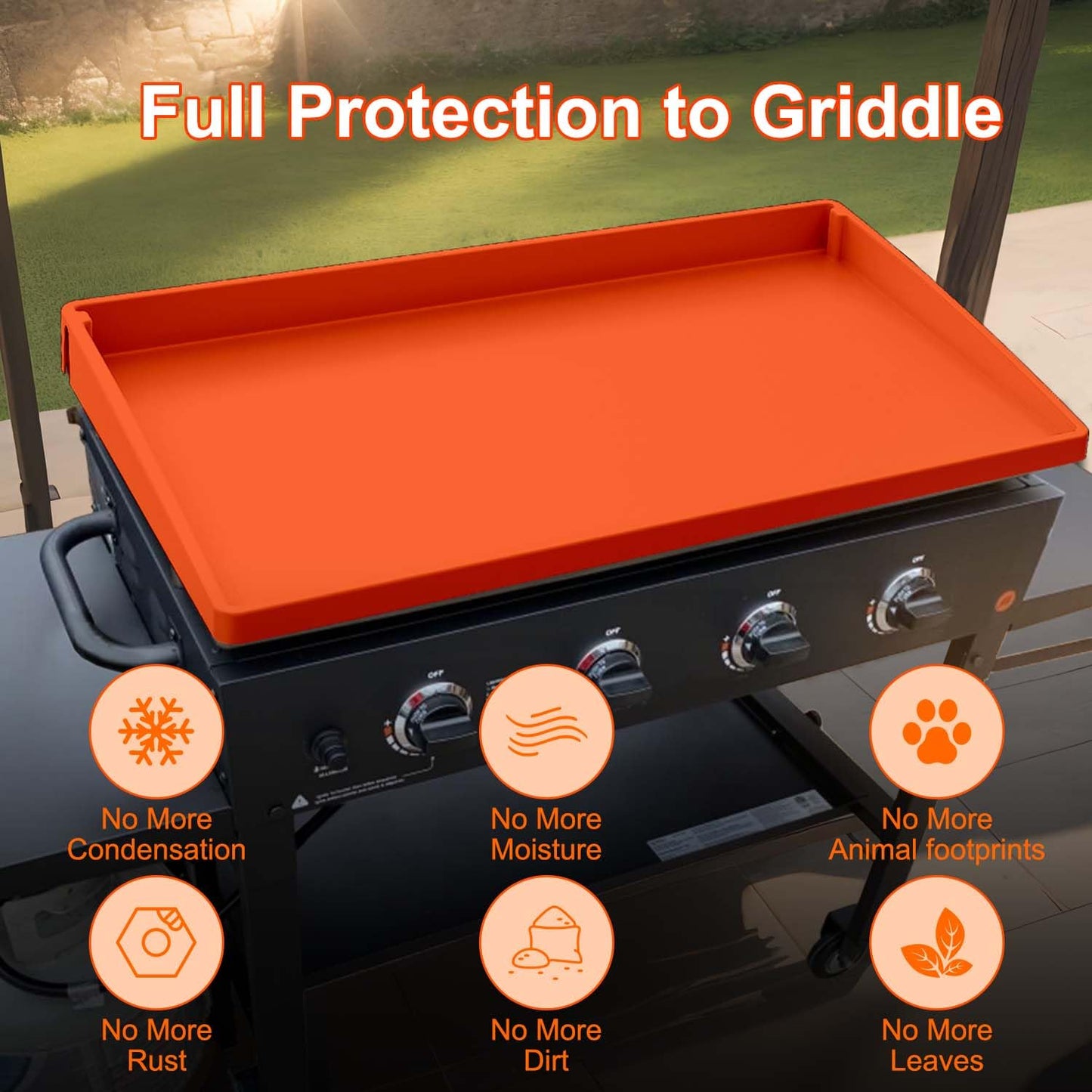BANGIE Griddle Cover Mat for Blackstone 22 Inch Accessories | Full Wrap-Around Protection Silicone Mat for Griddle | Food Grade Material | Orange