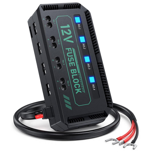 ZEXMTE 12V Fuse Block, Universal 20A Relay Box Kit with 4 Circuits Low Profile Mini Blade Fuse Holder, Battery Fuse Box Terminal Block for 12V Vehicles, Automotive Car Boat Marine Trike, Motorcycle