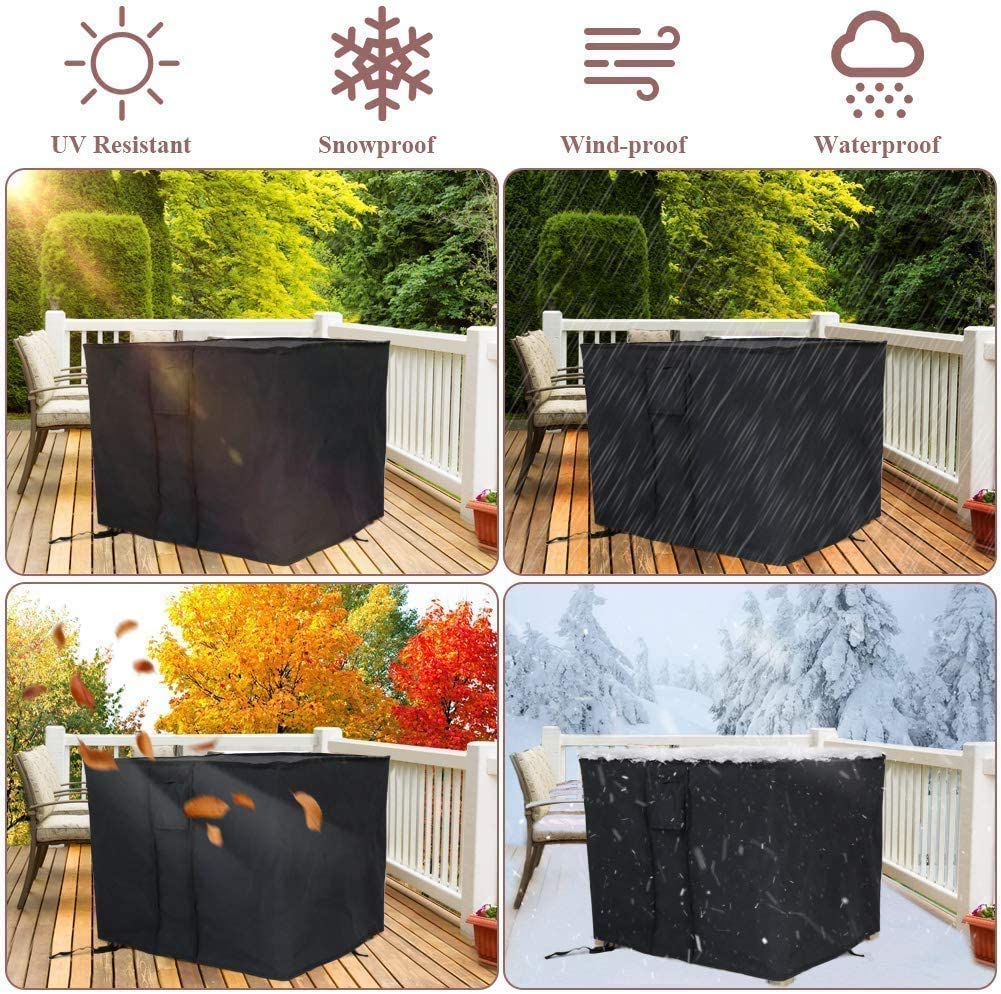 TwoPone Fire Pit Cover Square - Waterproof Windproof Anti-UV Heavy Duty Gas Fire Pit Cover, 28 Inch Patio Fire Table Cover