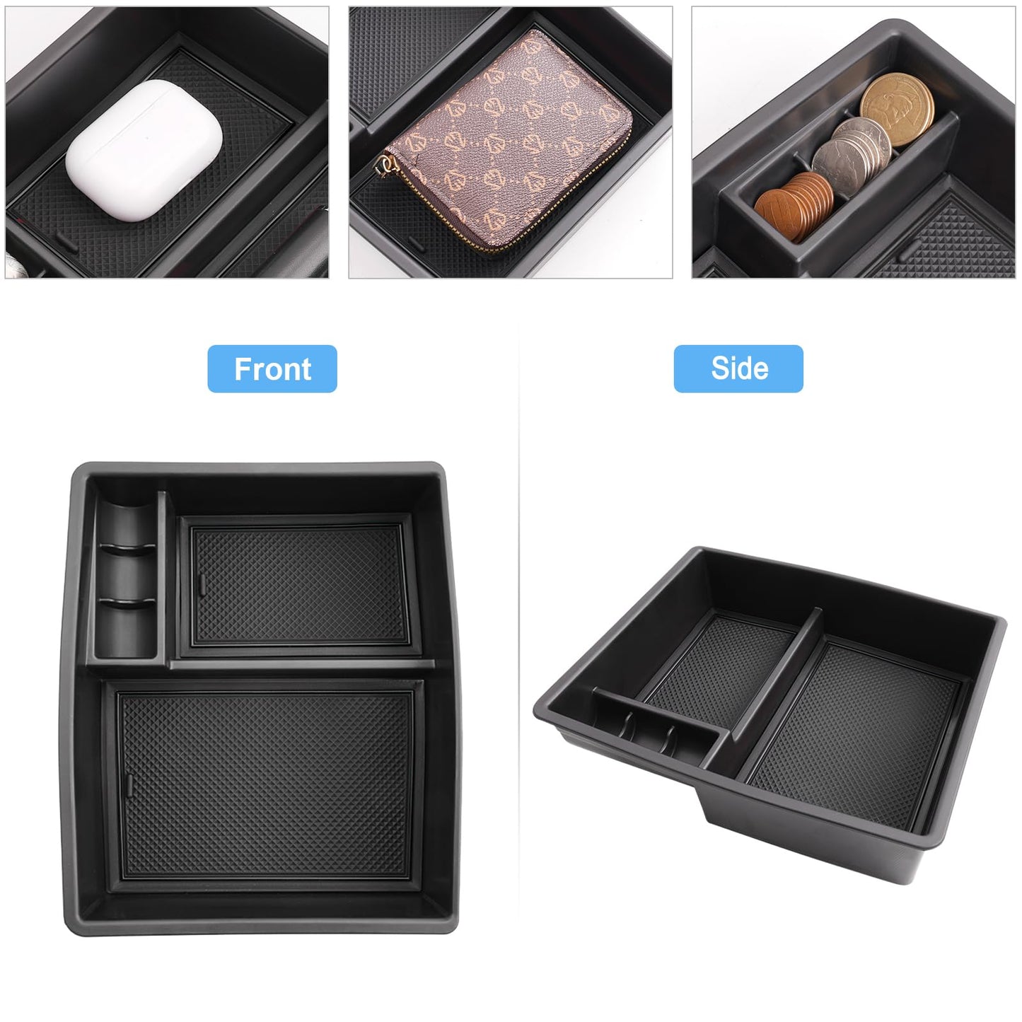 Coleya 2024 2025 2026 Tacoma Accessories Center Console Organizer for Toyota Tacoma (SR5/TRD Off-Road/TRD Sport/TRD Pro/Limited/Trailhunter) Durable ABS Plastic 2025 Tacoma Console Tray Insert (Black)