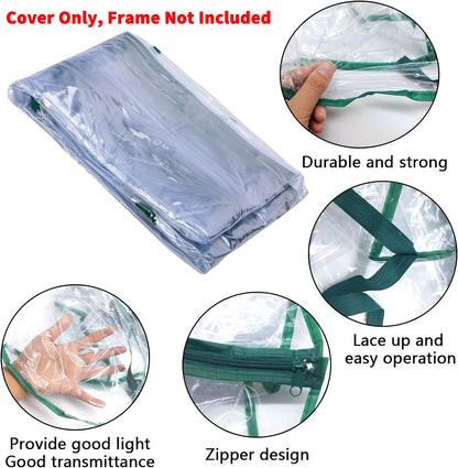 SHANGXING 4 Tier Roll-Up Zipper Door Greenhouse Replacement Cover- 63 x 27 x 19 Inch Clear PVC Plant Greenhouse Cover for Gardening Plants Cold Frost Protection Wind Rain Proof (Frame NOT Include)