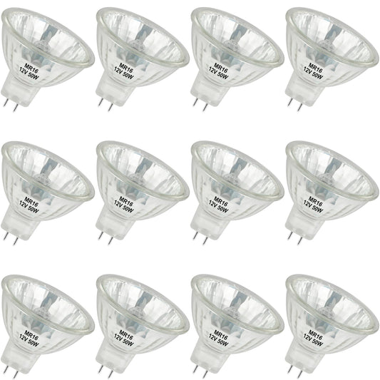 YEGRUEB MR16 Halogen Bulb, 12V 50W, GU5.3 Bi-Pin Base, 2800K, Warm White Dimmable, for Desk Lamp, Track Light, Desk Lamp(Pack of 12)
