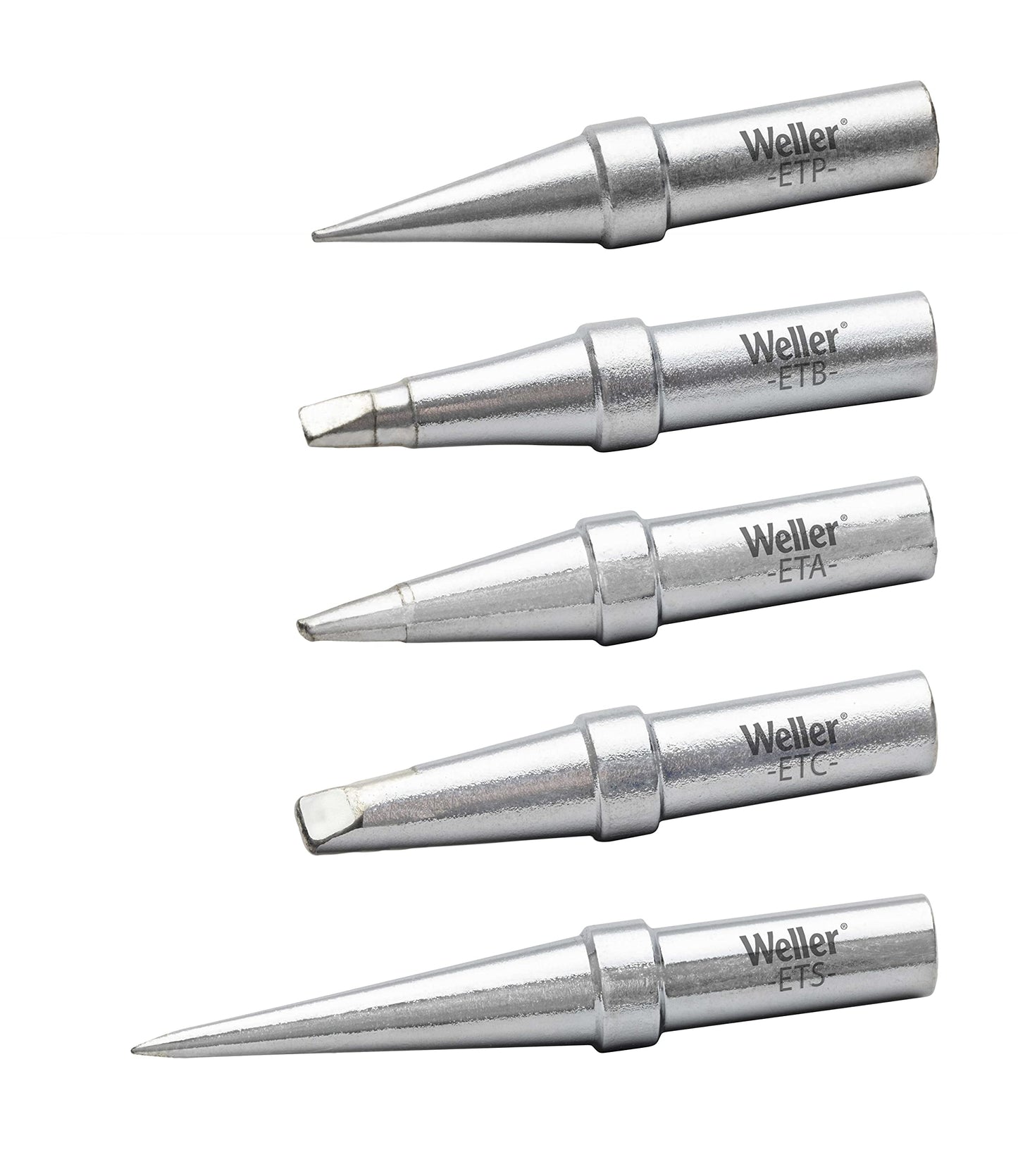 Weller WE1010 Soldering Tip Set (ETSET-5)- ETA, ETB, ETC, ETP, TETS, 5 PCS
