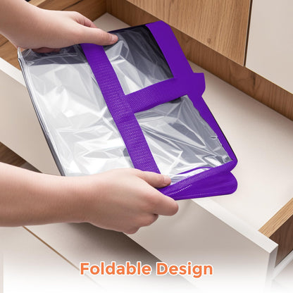 Budding Joy 6 Pack Clear Zippered Storage Bags for Clothes, Closet Organizers and Storage Bag for Bedding, Linen, Blankets, Comforters, Clothes & Toys Multi Purpose & Space Saver PVC Organizers