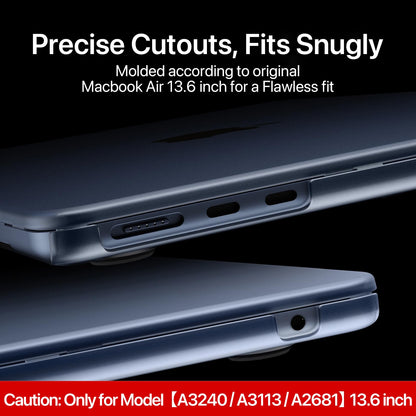 Compatible for MacBook Air 13.6 inch Case M4 M3 M2 2025 2024-2022 Release Model A3240 A3113 A2681, Sturdy Protective Hard Shell Case Cover for MacBook Air M2 13 inch - Midnight Clear