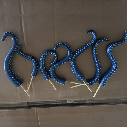 7PCS Octopus Tentacle Wooden Plant Stakes – Various Shaped Decorative Garden Stakes for Indoor/Outdoor Use. (Blue)