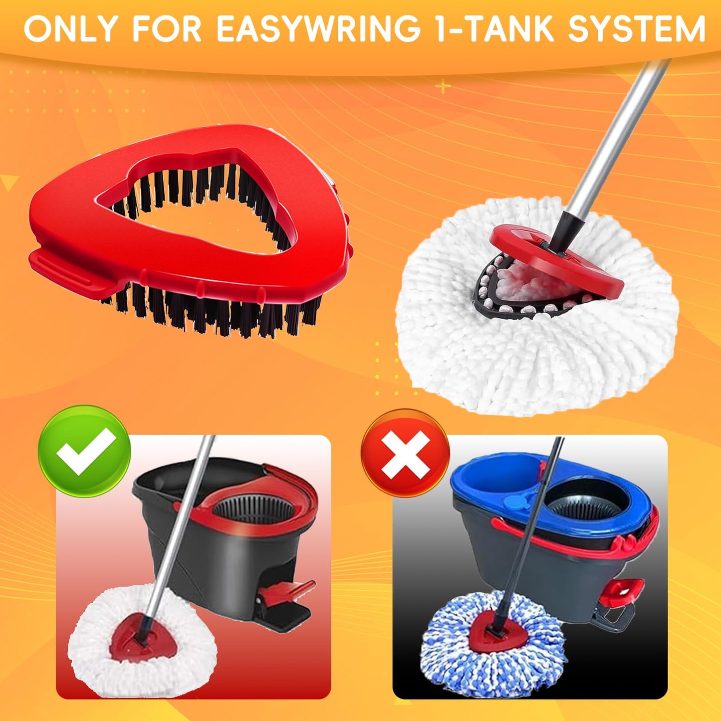 2 Pack Spin Mop Replacement Heads Mops Refills Compatible with Vileda Moppe Replace Head Safe for Cleaning All Hard-surfaced Floors Includes 2 Scrub Brush,Extra Base (White)