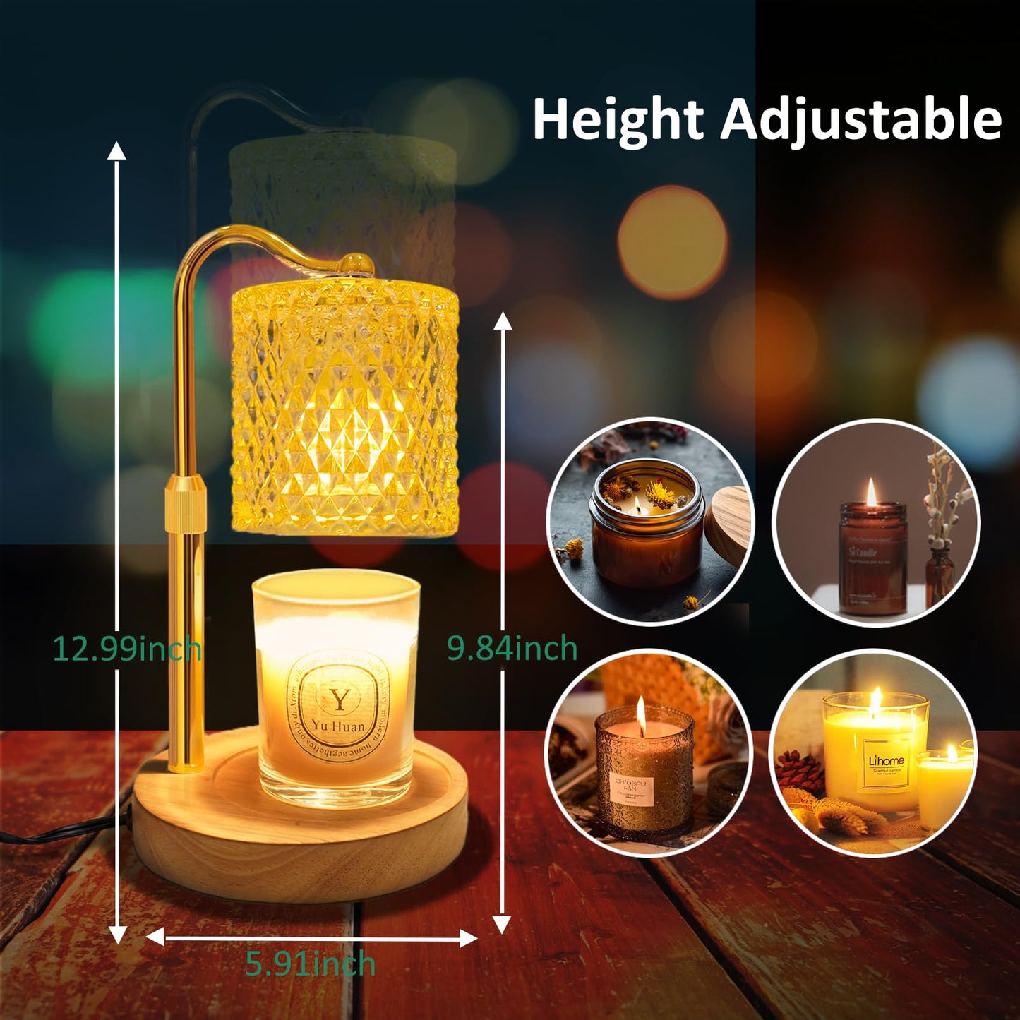 Candle Warmer Lamp with Timer Dimmer Adjustable Height for New Home Decor, Birthday Gifts for Women,Candle Warmer for Women Mom Christmas Gift Mother's Day Gfit