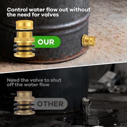 Wantmatch Brass Garden Hose Bulkhead Fitting with Plug,1/2" Female NPT 3/4" Male GHT Garden Hose Threaded,Brass Water Tank Connector 2 Pack
