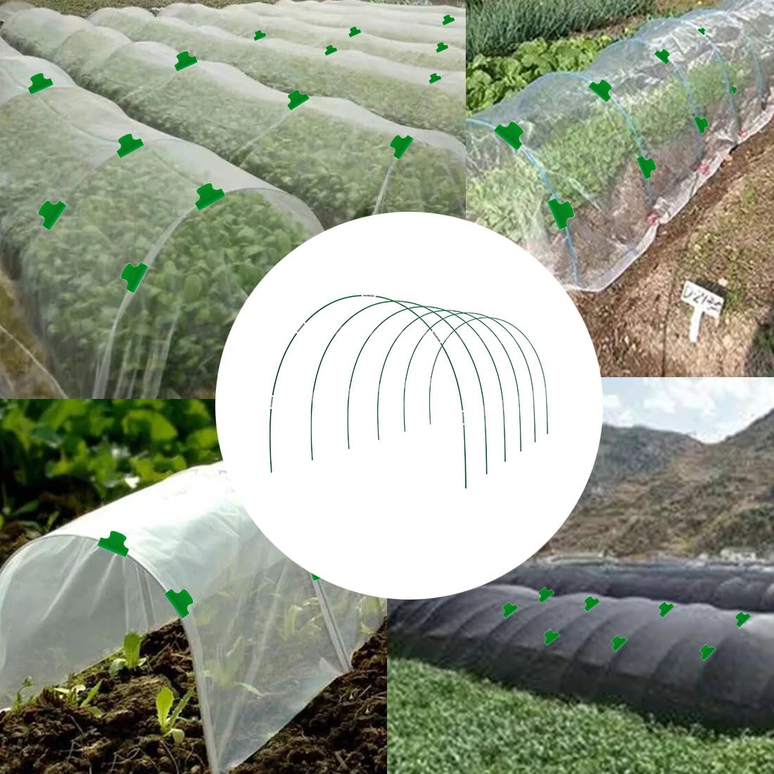 36Pcs Greenhouse Hoops for Raised Beds,8ft Greenhouse Hoops,Grow Tunnel,6 Sets Garden Hoops Rustproof Plastic Coated Steel Support Frame Hoops for Raised Beds, Garden Tunnel Row Cover Hoops Kit