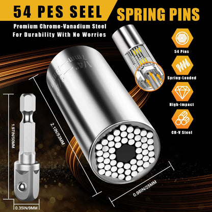 Valentines Day Gift for Him Gifts for Men Super Universal Socket Tools Valentines Father Day Dad Gifts Socket Set with Power Drill Adapter (7-19 MM) Dad Cool Gadgets for Men