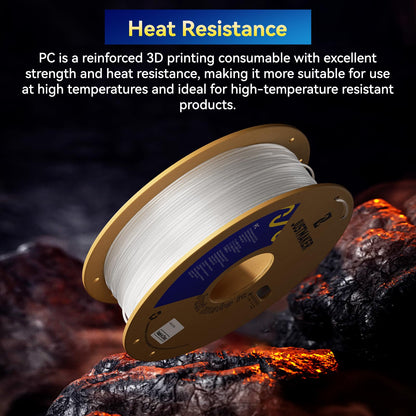 PC 3D Printer Filament, High Temperature Resistant, Low Warpage, Upgrade Cardboard Spool, 1kg, Dimensional Accuracy +/-0.03mm, 1.75mm, Transparent White