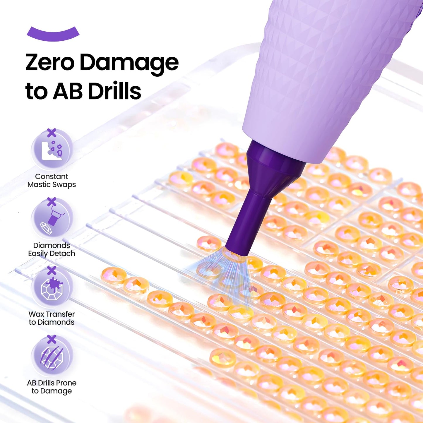 ARTDOT Electric Diamond Painting Pen Kits for Adults, Vacuum Cordless Diamond Art Pens Peinture Diamant Ergonomic Lightweight Design with Accessories and Tools Purple